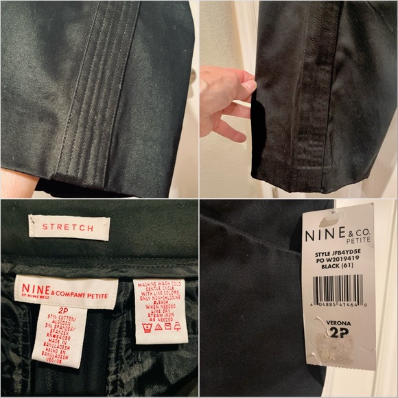 NINE & CO. PETITE Straight Leg Pants Black Business Dress Size 2 Petite NWT - Picture 6 of 12